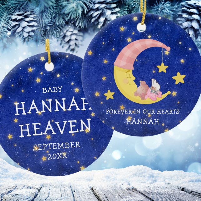 Adorno De Cerámica Moon Daughter Memorial Baby Girl Navidades (Moon Daughter Memorial Baby Girl Loss Christmas Ceramic Ornament
)
