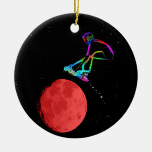 Adorno De Cerámica Moon Grabber - Stunt Scooter Rider
