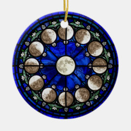 Adorno De Cerámica Moon Phases Stained Glass Circle