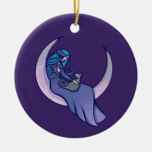 Adorno De Cerámica Moon Witch MoonChild Pagan Wicca Art