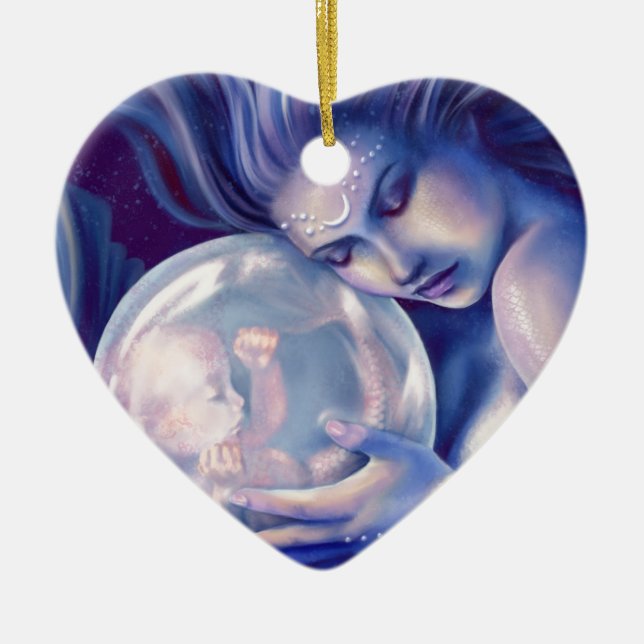 Adorno De Cerámica Moonborn - sirena y bebé (Frente)