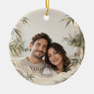 Adorno De Cerámica Moonlit Bamboo Custom Photo Ornament