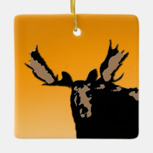 Adorno De Cerámica Moose al atardecer - Original Wildlife Art