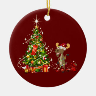 Adorno De Cerámica Moose con Navidades de LUCES Gorras