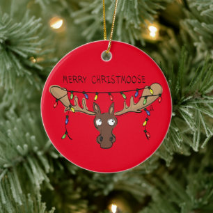 Adorno De Cerámica Moose Cute Funny Navidades