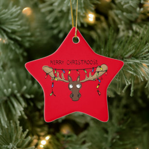 Adorno De Cerámica Moose Cute Funny Navidades