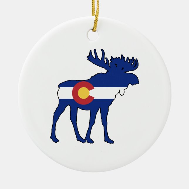 Adorno De Cerámica Moose de Bandera Colorado (Frente)