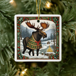 Adorno De Cerámica Moose de feriado de invierno