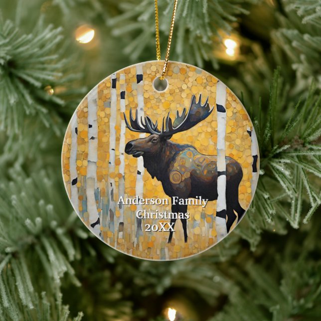 Adorno De Cerámica Moose de oro (Árbol)