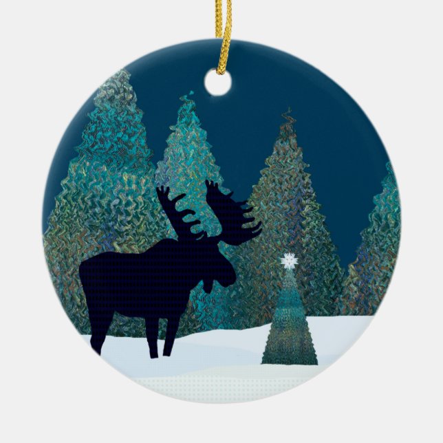 Adorno De Cerámica Moose Silent Night Wonder (Frente)