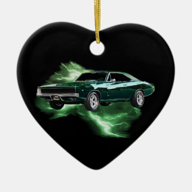 Adorno De Cerámica Mopar: 'Cargador de 68 Dodge con el relámpago (Frente)