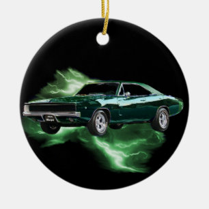 Adorno De Cerámica Mopar: 'Cargador de 68 Dodge con el relámpago