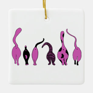 Adorno De Cerámica Morado de gatos