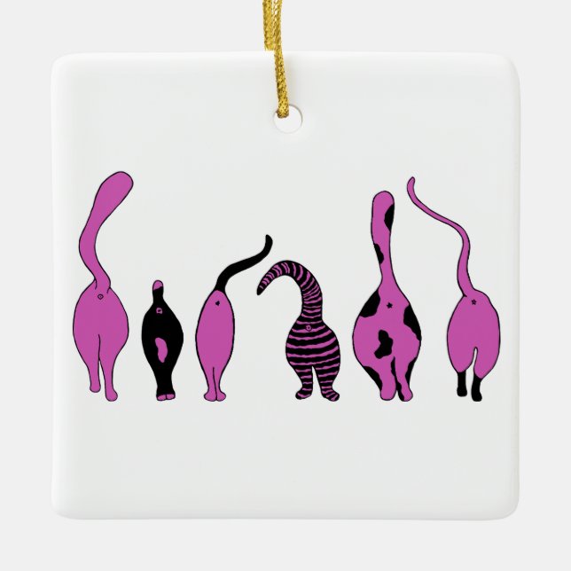 Adorno De Cerámica Morado de gatos (Anverso)