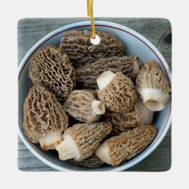 Adorno De Cerámica Morel Mushrooms (Anverso)
