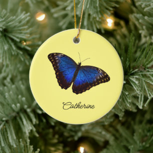Adorno De Cerámica Morfo azul mariposa personalizada