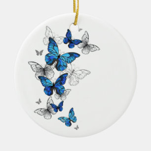 Adorno De Cerámica Morfo de las mariposas voladoras azules