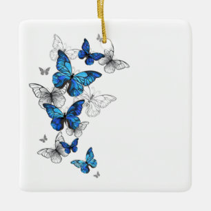 Adorno De Cerámica Morfo de las mariposas voladoras azules