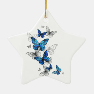 Adorno De Cerámica Morfo de las mariposas voladoras azules