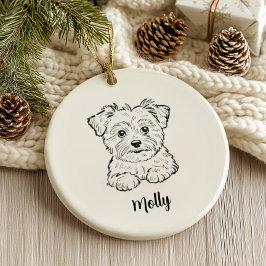 Adorno De Cerámica Morkie de Navidad Personalizado