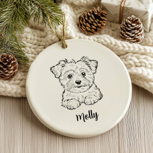 Adorno De Cerámica Morkie de Navidad Personalizado