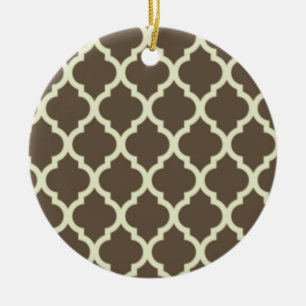 Adorno De Cerámica Moroccan Lattice Pattern brown & white