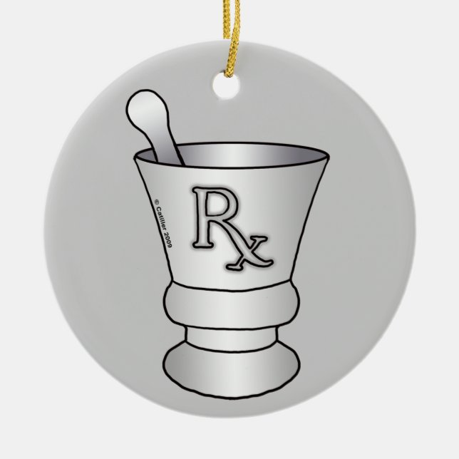 Adorno De Cerámica Mortar Pestle (Frente)