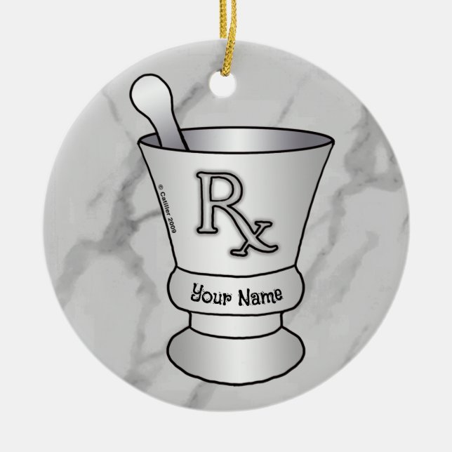 Adorno De Cerámica Mortero y Pestle (Frente)