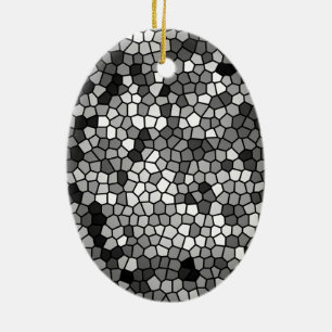 Adorno De Cerámica Mosaic Stones Vidrio Blanco Gris negro