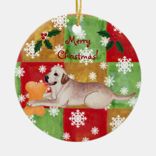Adorno De Cerámica Mosaico amarillo personalizado del navidad de