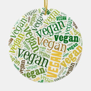 Adorno De Cerámica Mosaico de la Palabra-Nube del "vegano"