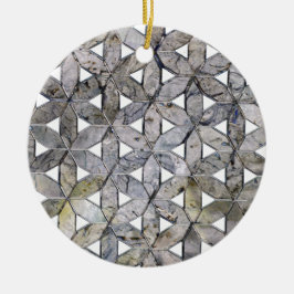 Adorno De Cerámica Mosaico de Piedra Gris Natural, flor de la vida