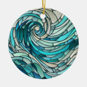 Adorno De Cerámica Mosaico espiral de olas oceánicas