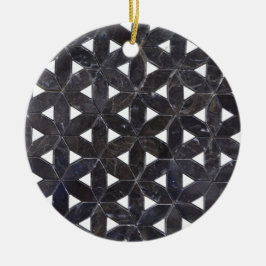 Adorno De Cerámica Mosaico Gris Carbón | patrón de flor de la vida