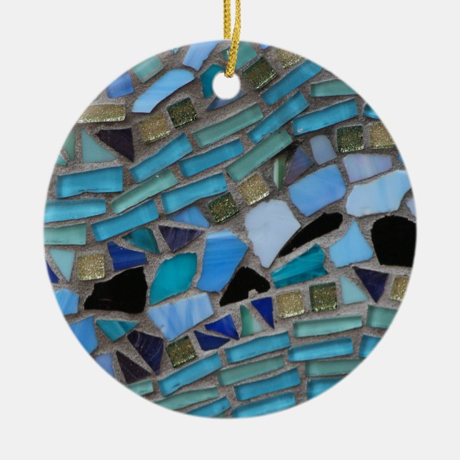 Adorno De Cerámica Mosaicos azules y verdes (Frente)