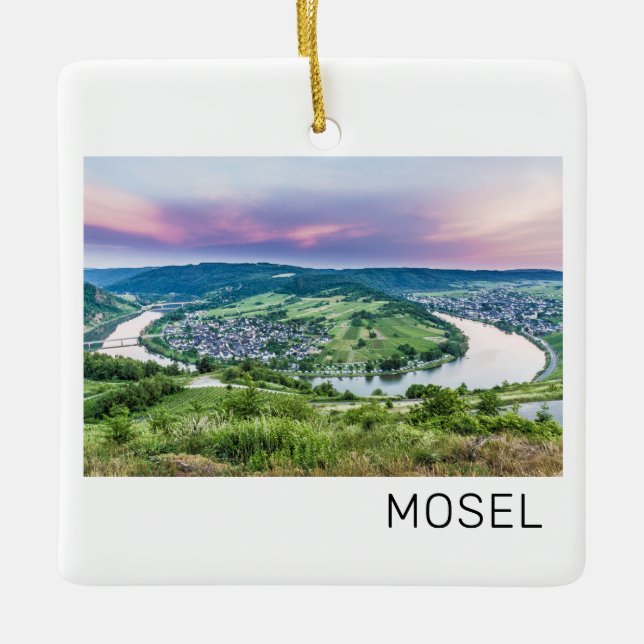 Adorno De Cerámica Moselle Loop Sunset Kroev Panorama Alemania (Anverso)