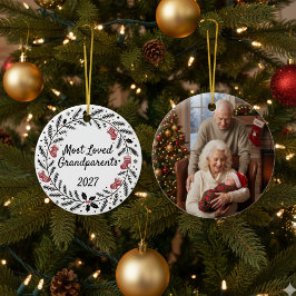 Adorno De Cerámica Most Loved Grandparents Christmas Round
