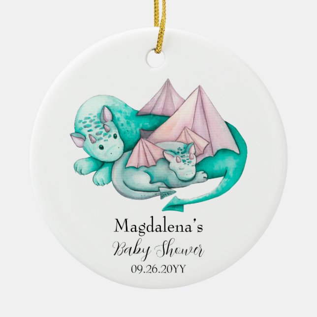 Adorno De Cerámica Mother and Baby Dragon Baby Shower Keepsake  (Frente)