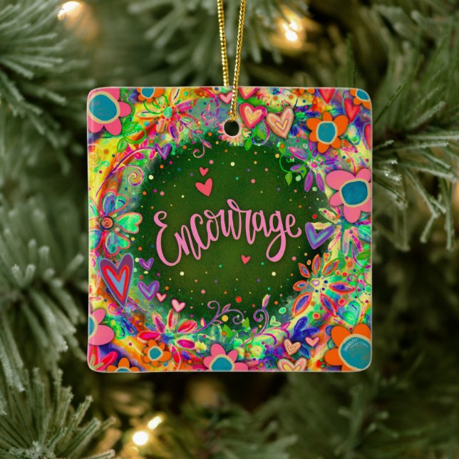 Adorno De Cerámica Motivacional Bonito floral colorida (Árbol)