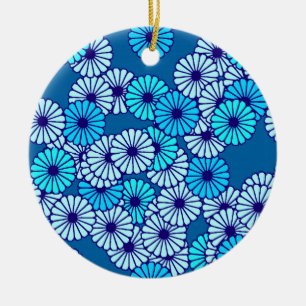 Adorno De Cerámica motivos florales Art Deco - tonos azules