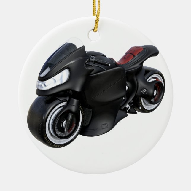Adorno De Cerámica Motocicleta estupenda en negro (Frente)