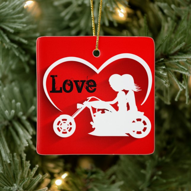 Adorno De Cerámica Motocicleta Nuestros primeros Navidades como señor (Árbol)