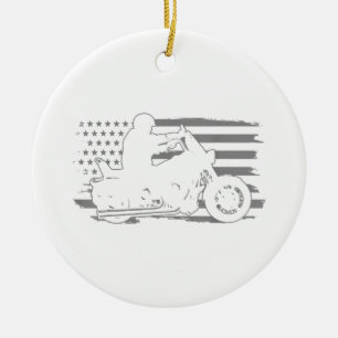Adorno De Cerámica Motocicleta patriótica bandera estadounidense vint