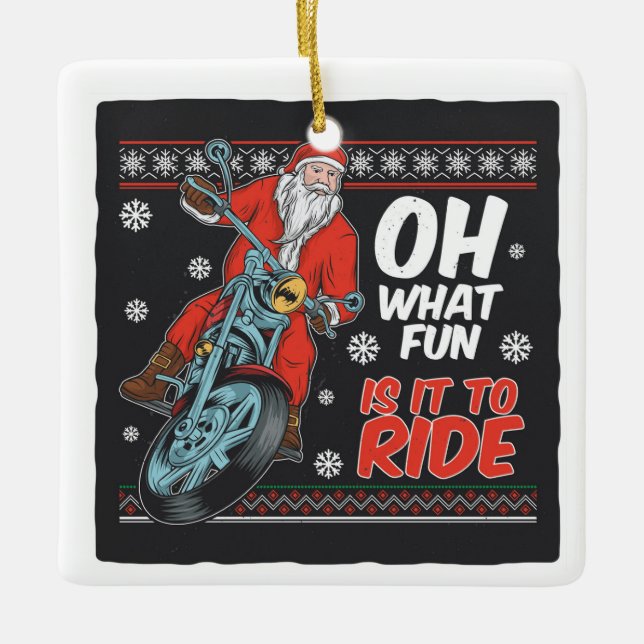 Adorno De Cerámica Motocicleta Santa con cita (Anverso)