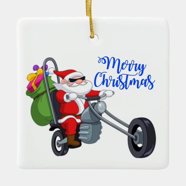 Adorno De Cerámica motocicleta santa navidad (Anverso)
