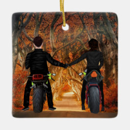 Adorno De Cerámica Motocicletas Navidades de las parejas forestales d