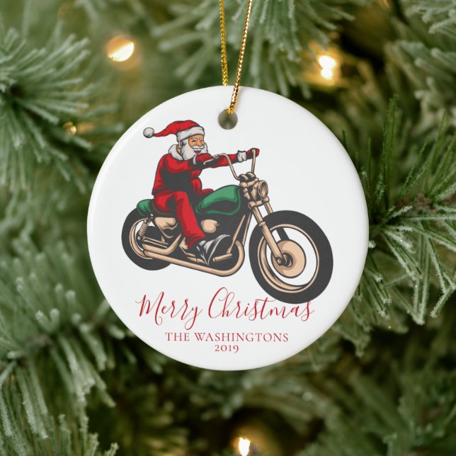 Adorno De Cerámica Motociclista Santa (Árbol)