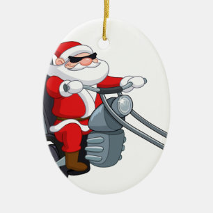 Adorno De Cerámica motociclista santa claus
