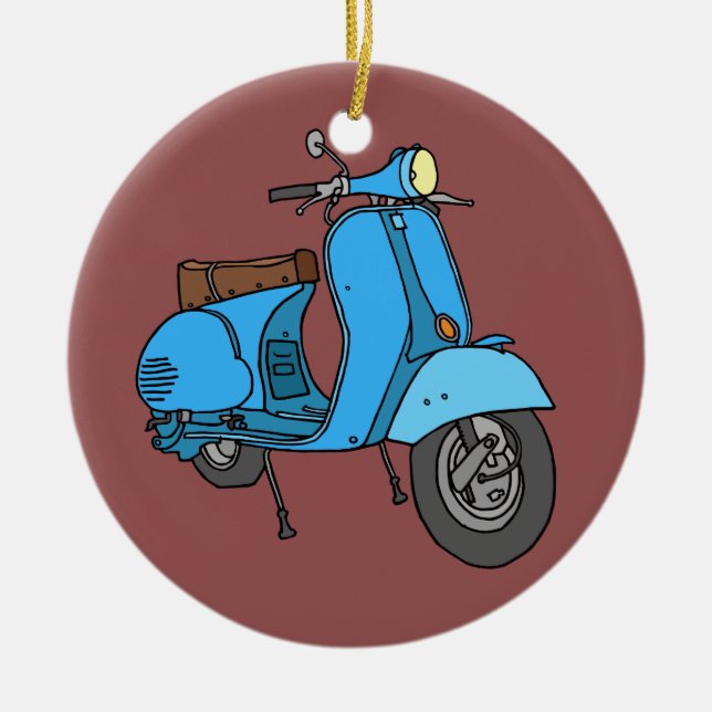Adorno De Cerámica Motoneta azul (Vespa) (Frente)
