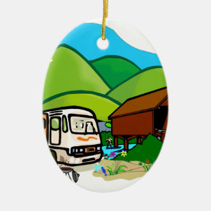 Adorno De Cerámica Motorhome rv: Vida por el puente cubierto
